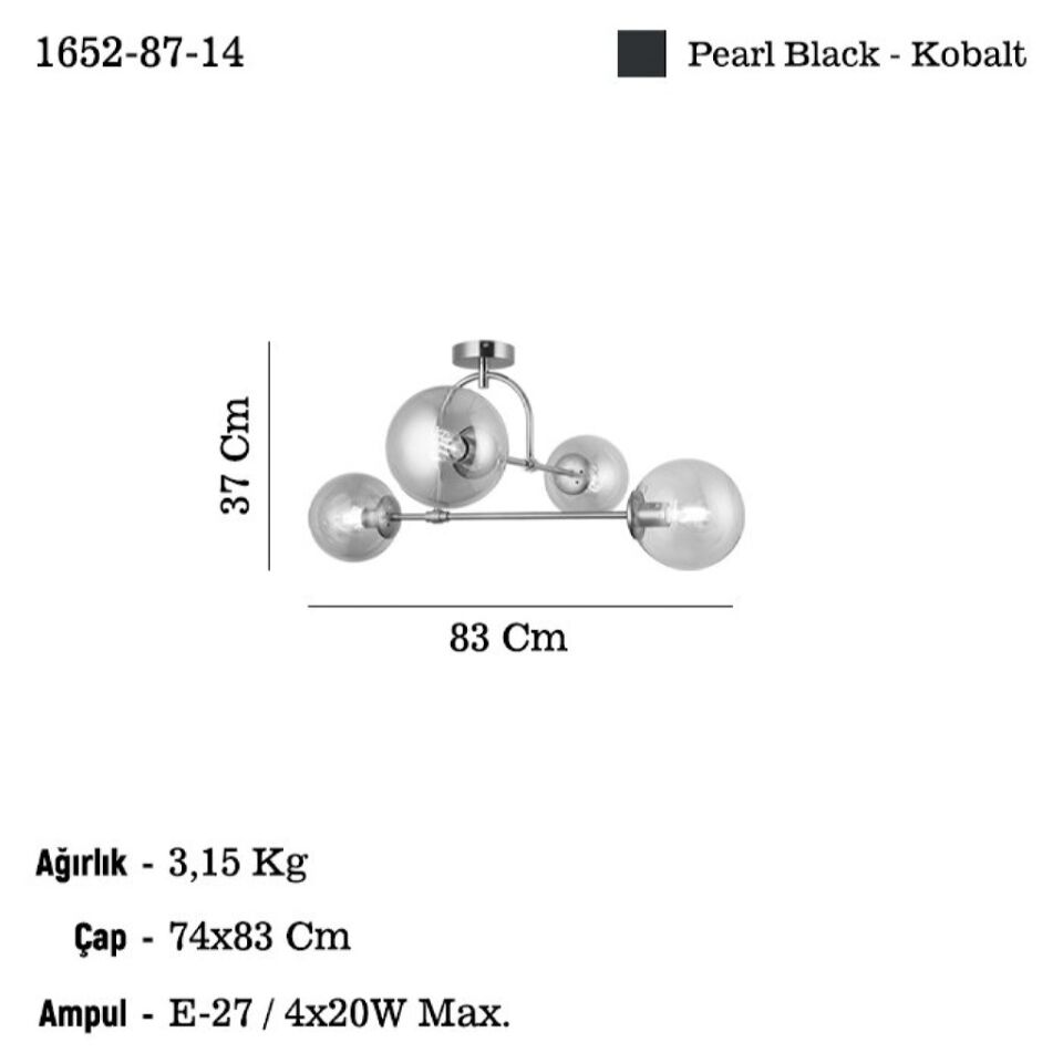 PORTEMO 4 LU KOBALT PLAFONYER 4XE27
