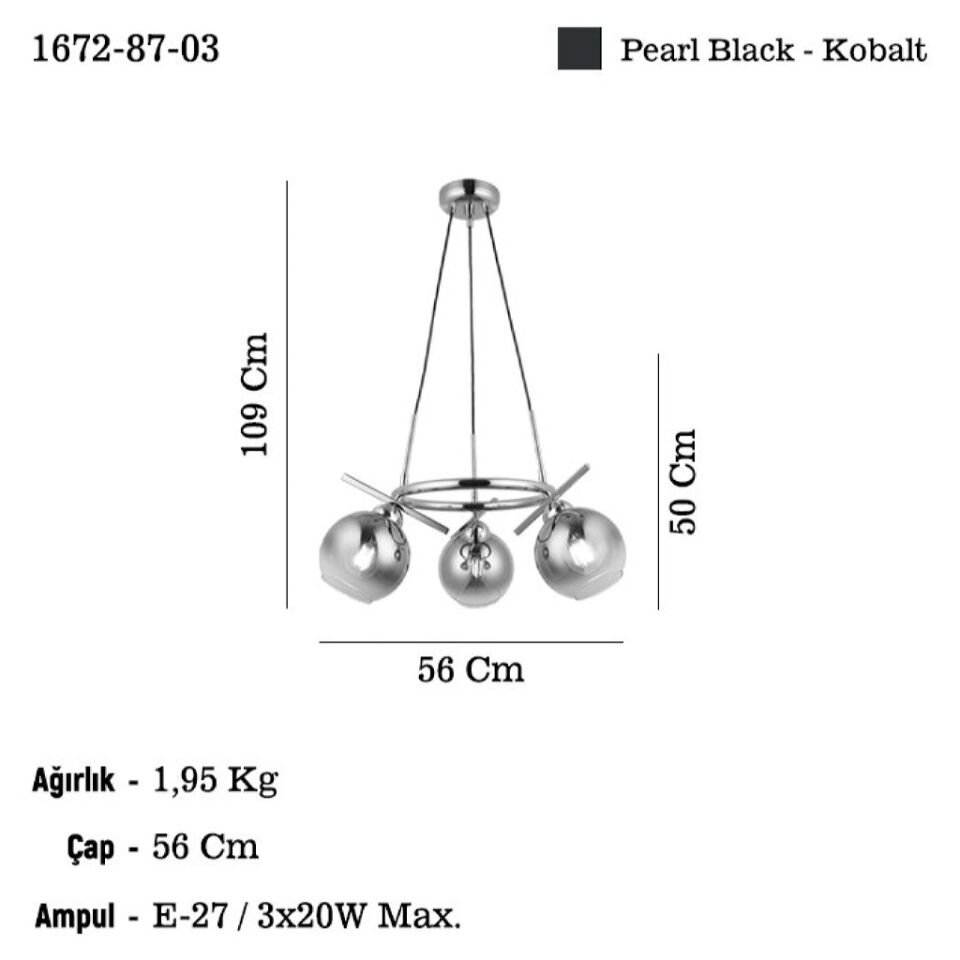 BENA 3 LU KOBALT SARKIT AVIZE 3XE27