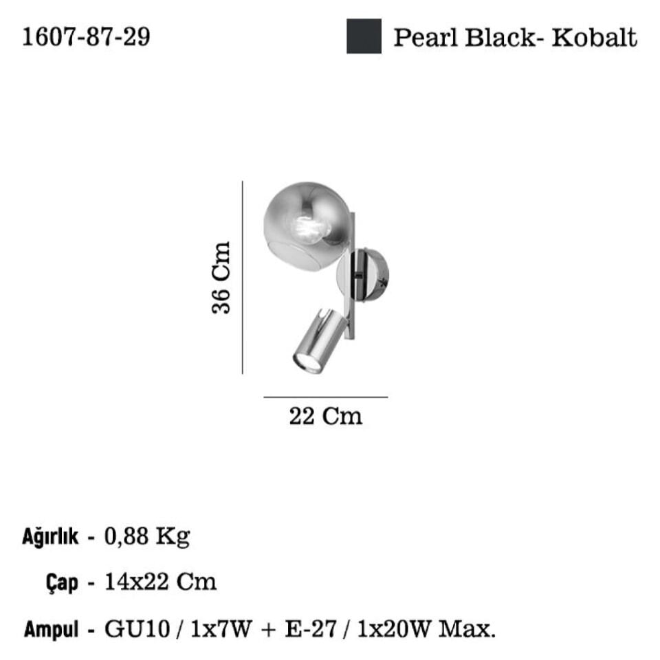 ZERDE 1+1 KOBALT APLİK 1XGU10+1XE27