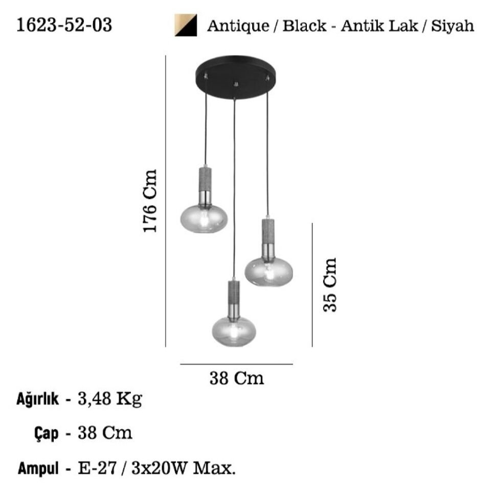 HENA 3 LU ANTIK LAK SARKIT AVIZE 3XE27