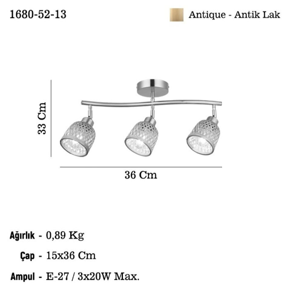 POMOR 3 LÜ ANTİKLAK PLAFONYER 3XE27