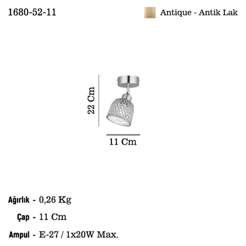 POMOR TEKLI ANTİKLAK PLAFONYER 1XE27