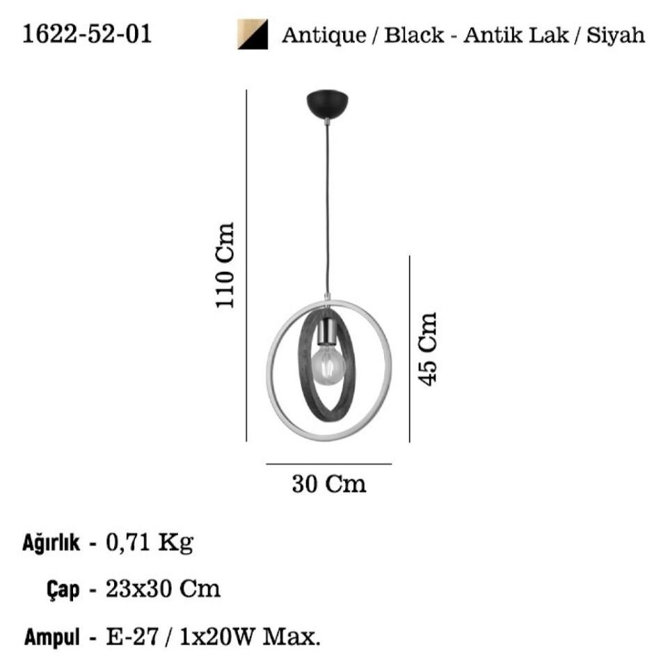 FENO TEKLI ANTIK LAK SARKIT AVIZE 1XE27