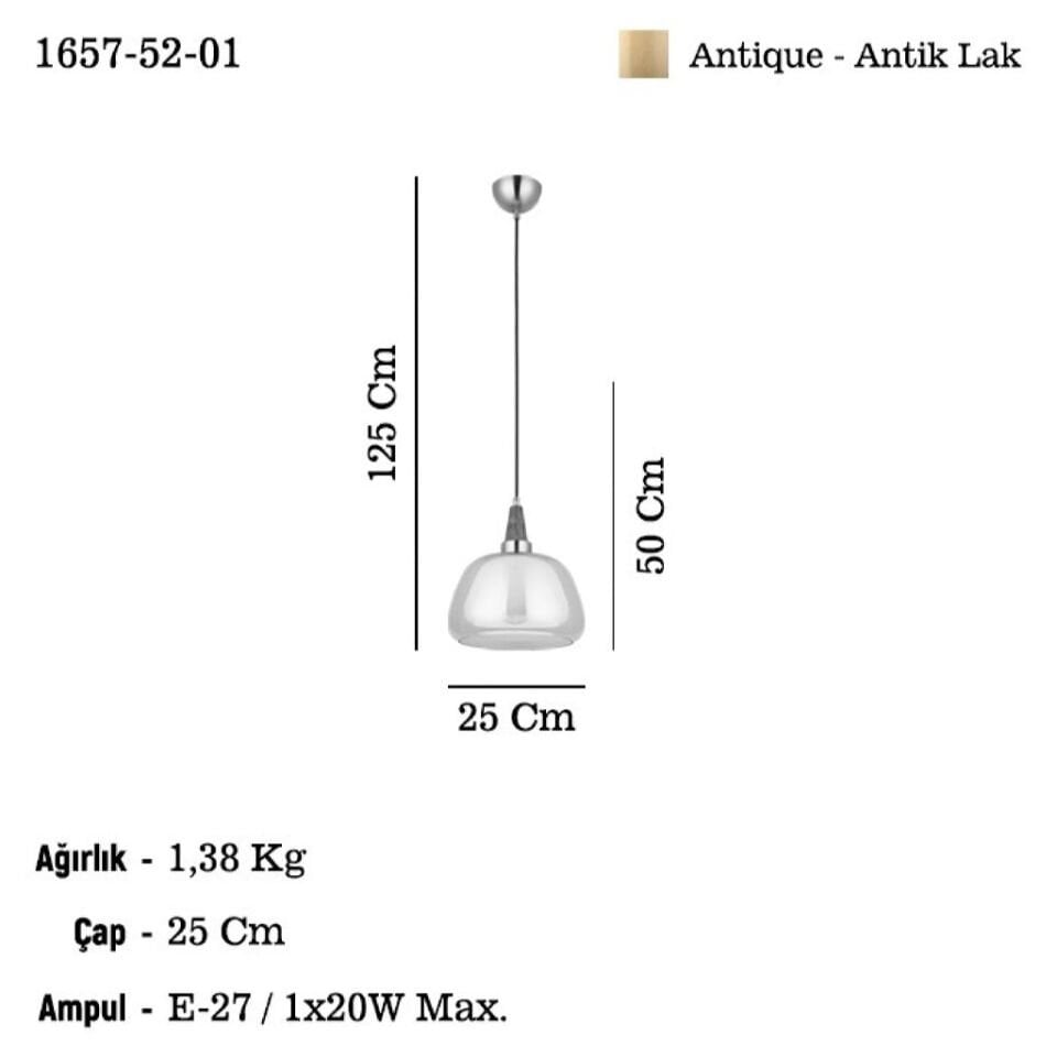 ERMO Q25 TEKLI ANTIK LAK SARKIT AVIZE 1XE27