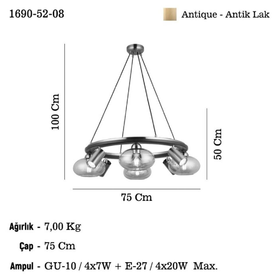 AMADORE 4+4 LI ANTIK LAK AVIZE 4XGU10 4XE27