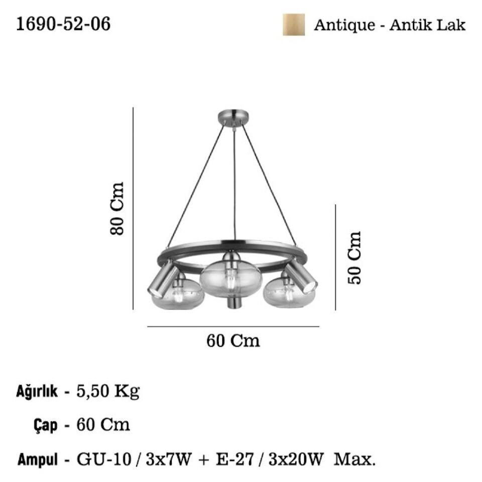 AMADORE 3+3 LI ANTIK LAK AVIZE 3XGU10 3XE27