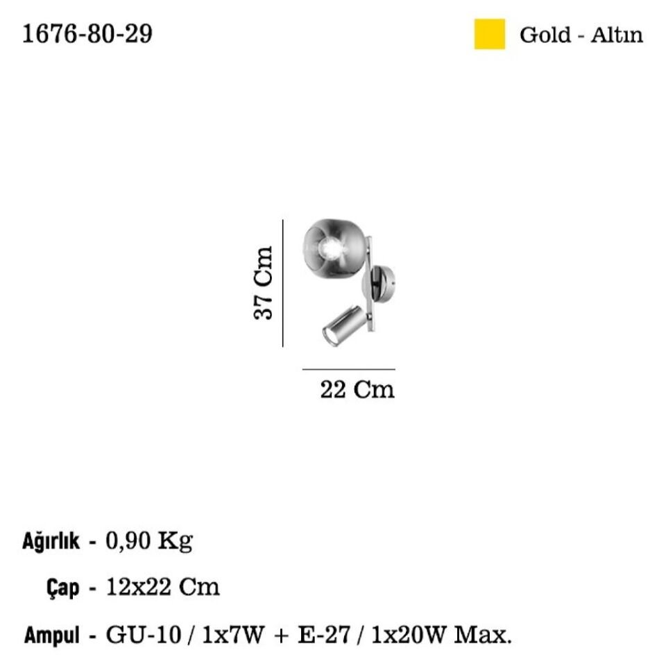RAZNO 1+1 ALTIN APLIK 1XGU10-1XE27