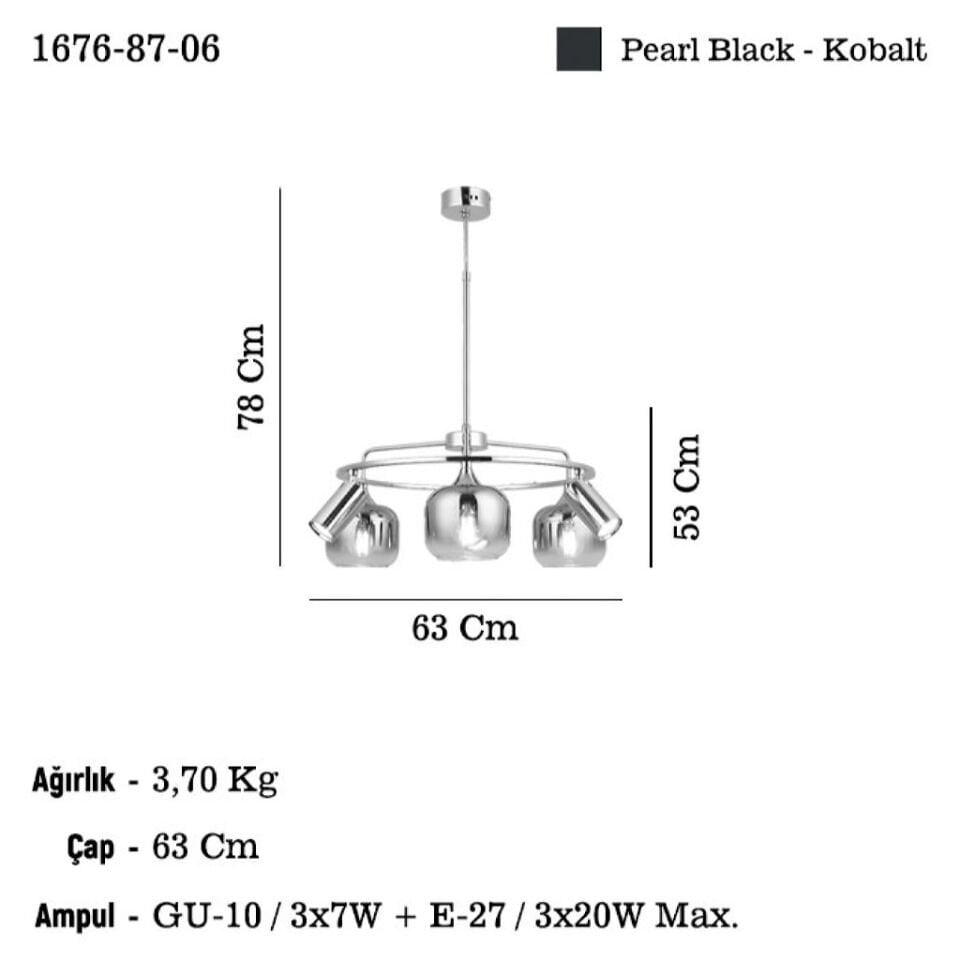 RAZNO 3+3 LI KOBALT AVİZE 3XGU10-3XE27