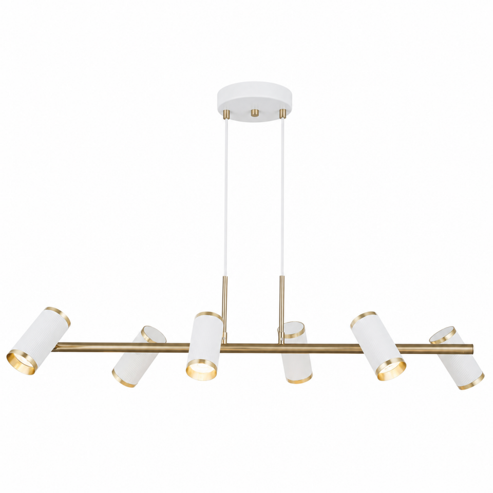 LUME 6 LI BEYAZ-ANTIK LAK SIRALI AVİZE 6XGU10
