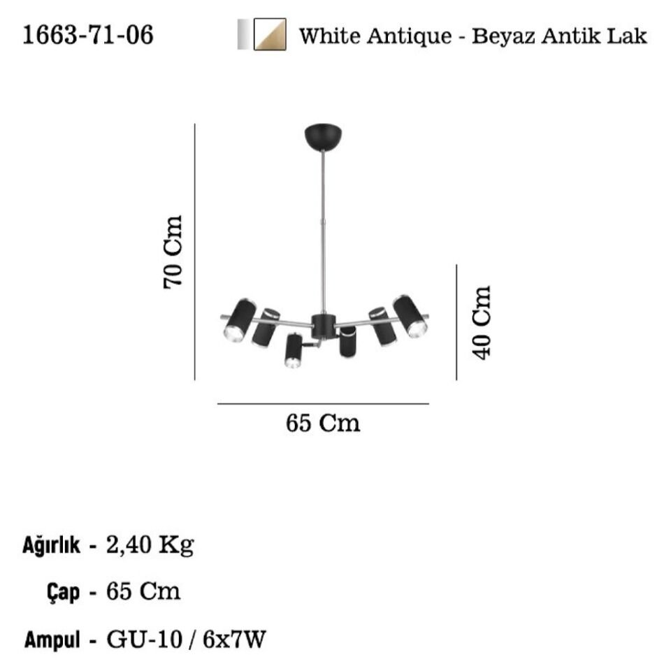 LUME 6 LI BEYAZ-ANTIK LAK AVIZE 6XGU10