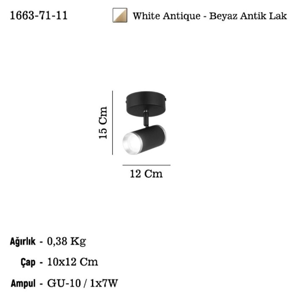 LUME TEKLİ BEYAZ-ANTIK LAK PLAFONYER 1XGU10