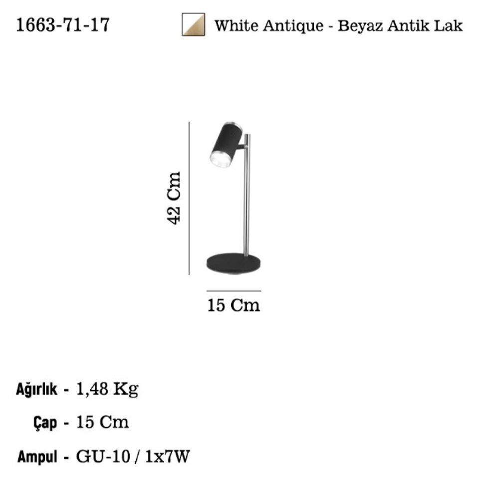 LUME BEYAZ-ANTIK LAK MASA LAMBASI 1XGU10