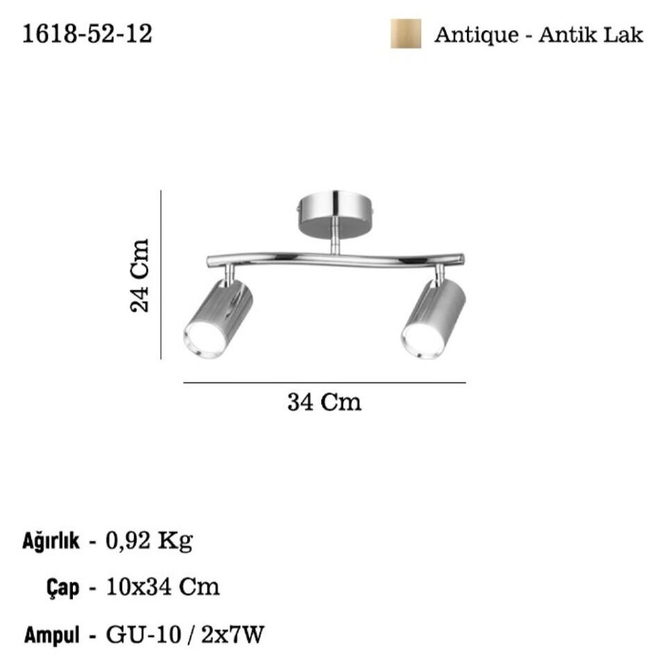 SPOTTE 2 LI ANTIK LAK PLAFONYER 2XGU10