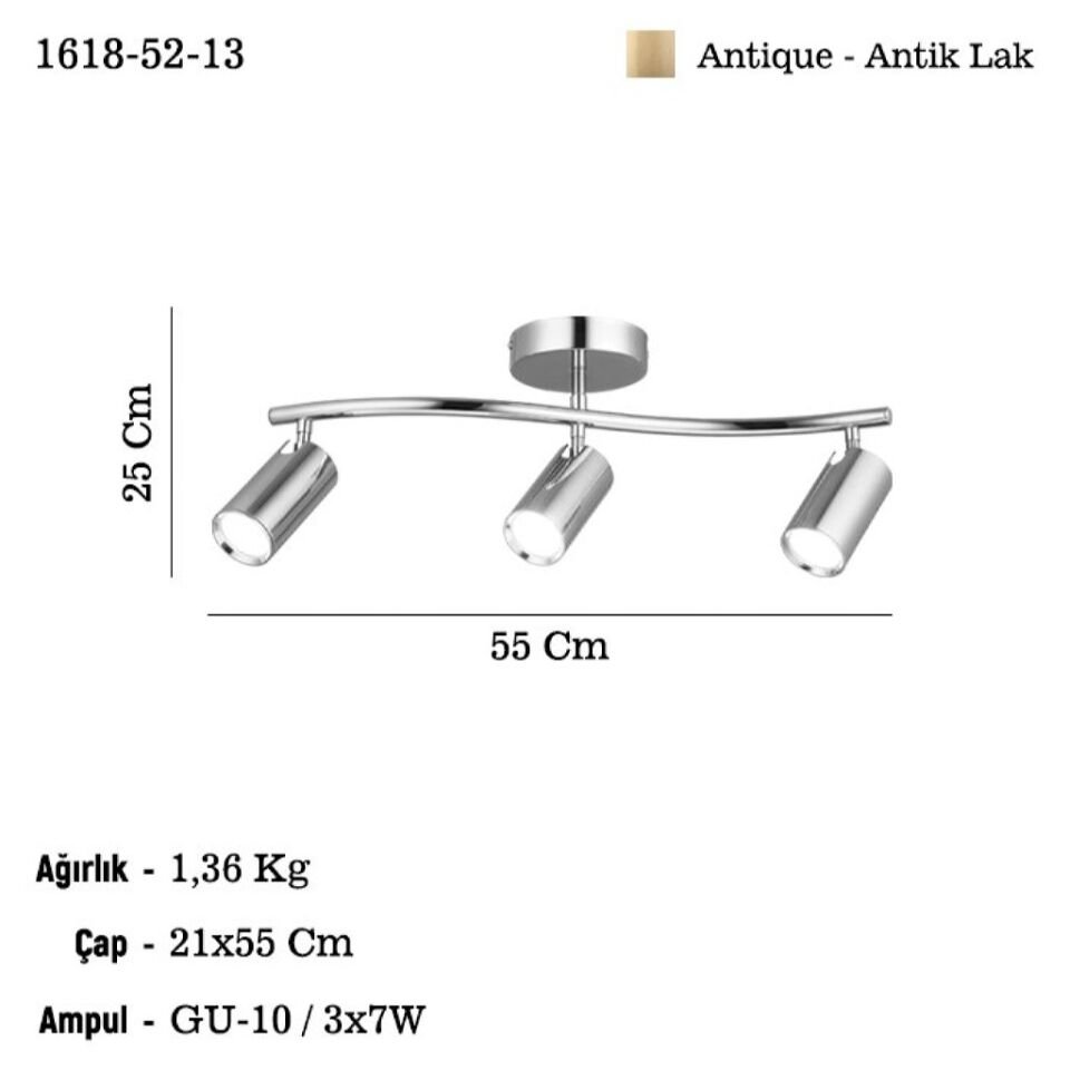SPOTTE 3 LU ANTIK LAK PLAFONYER 3XGU10