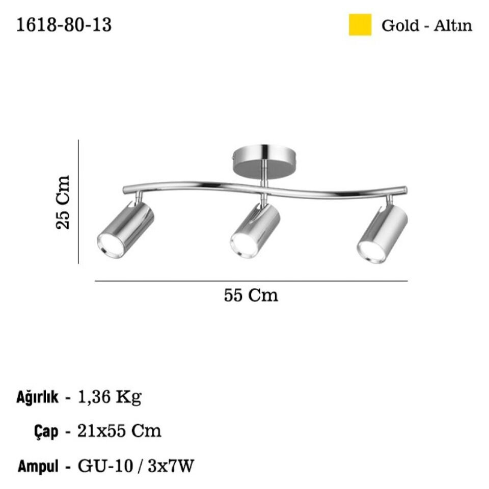 SPOTTE 3 LU ALTIN PLAFONYER 3XGU10