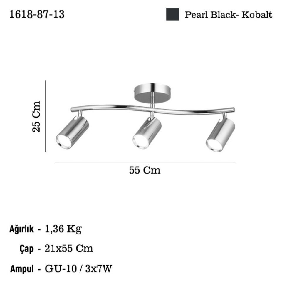 SPOTTE 3 LU KOBALT PLAFONYER 3XGU10