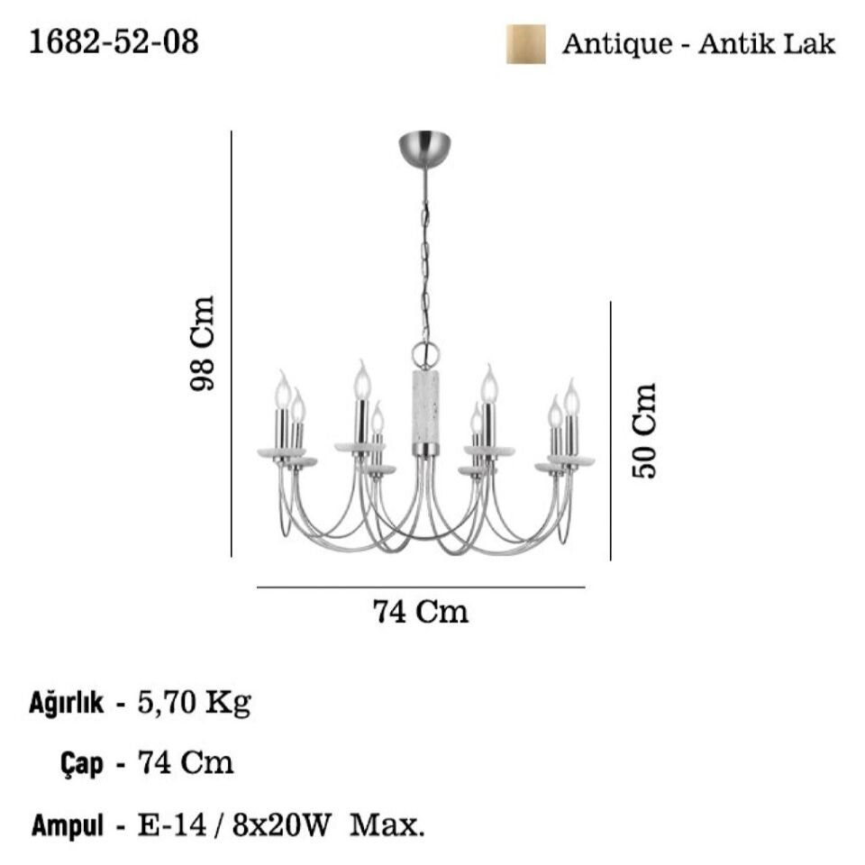 RAVO 8 LI ANTİK AVİZE 8XE14