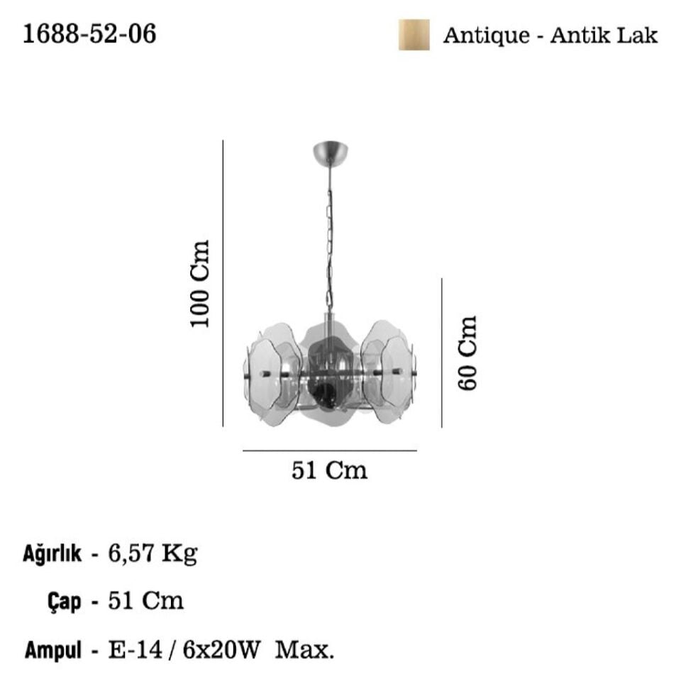 DOREDEA Q55 ANTIK LAK AVİZE 6XE14