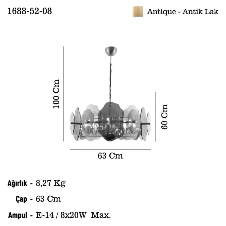 DOREDEA Q65 ANTIK LAK AVİZE 8XE14