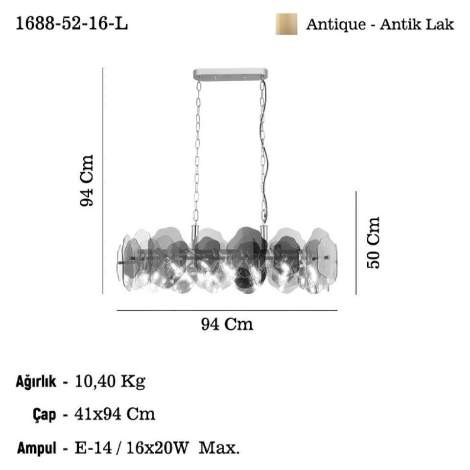 DOREDEA Q45X100 ANTIK LAK Y.M AVİZE 10XE14