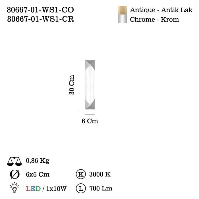 PINZANO Küçük Boy Antik LED Aplik