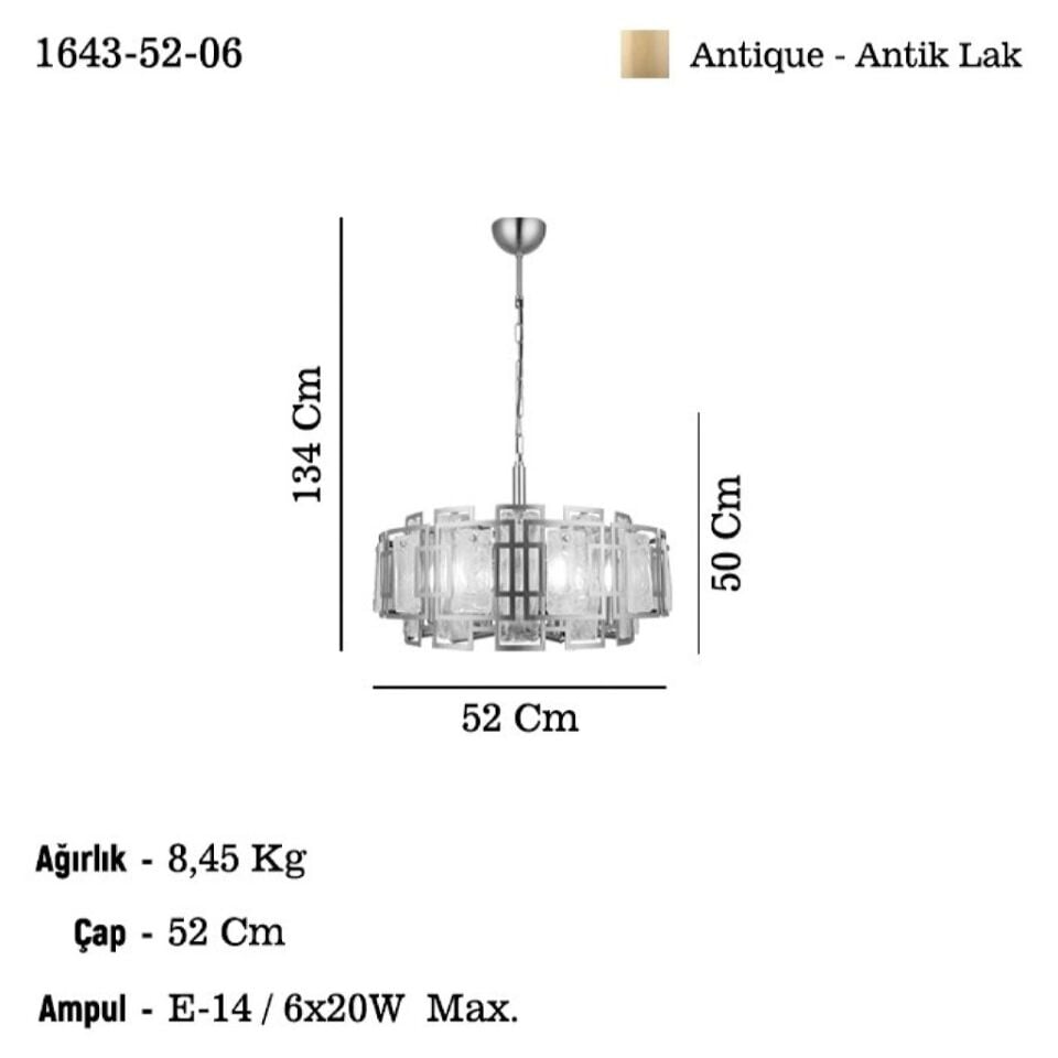 KARMELLA Q50 Antik Lak Avize 6xE14