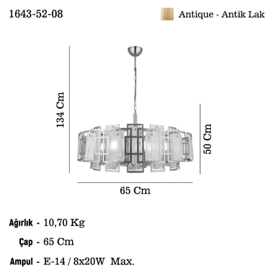 KARMELLA Q65 Antik Lak Avize 8xE14