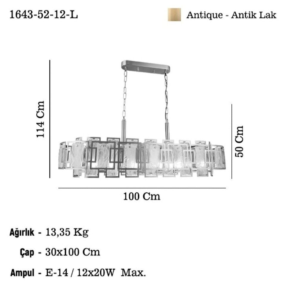 KARMELLA 12’li Antik Lak Masa Üstü Avize 12xE14